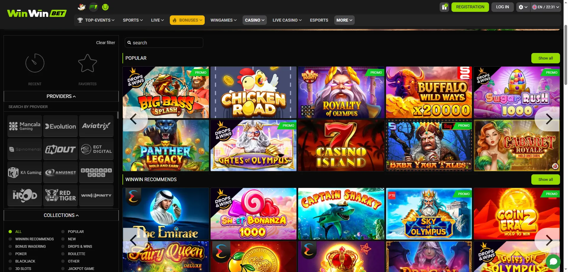 Machines à sous populaires sur WinWin Bet Casino Sénégal